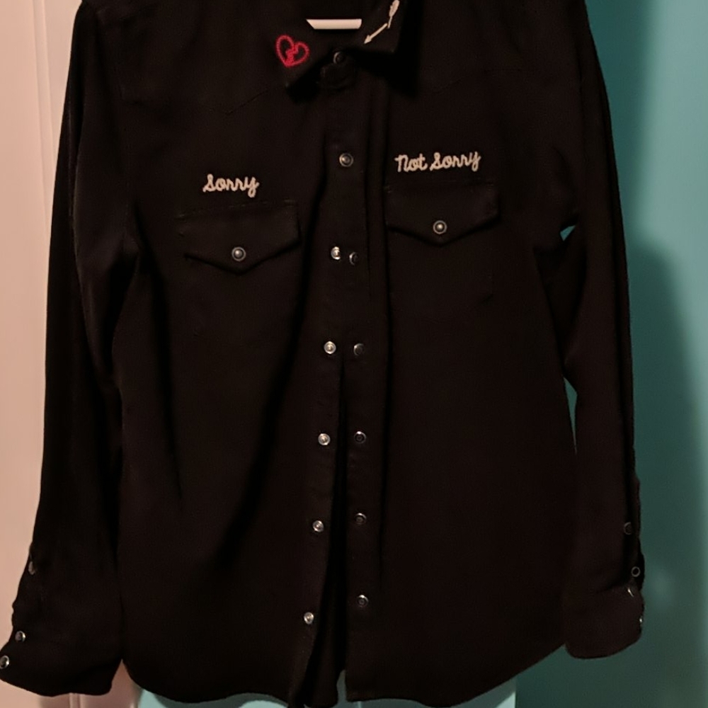 Black denim lucky brand button up shirt